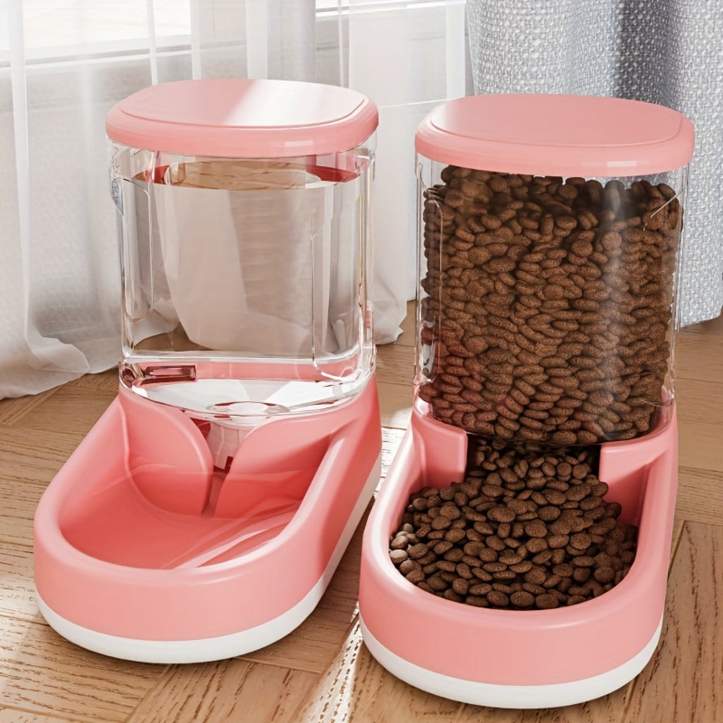 High-Quality Capacity Automatic Pet Feeder & Waterer - Effortless Gravity Flow for Dogs - Self-Feeding Station with Integrated B