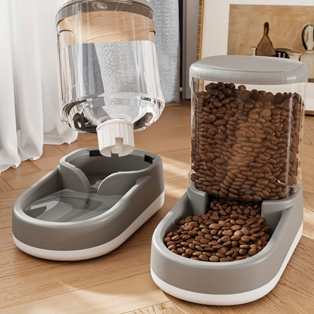 High-Quality Capacity Automatic Pet Feeder & Waterer - Effortless Gravity Flow for Dogs - Self-Feeding Station with Integrated B