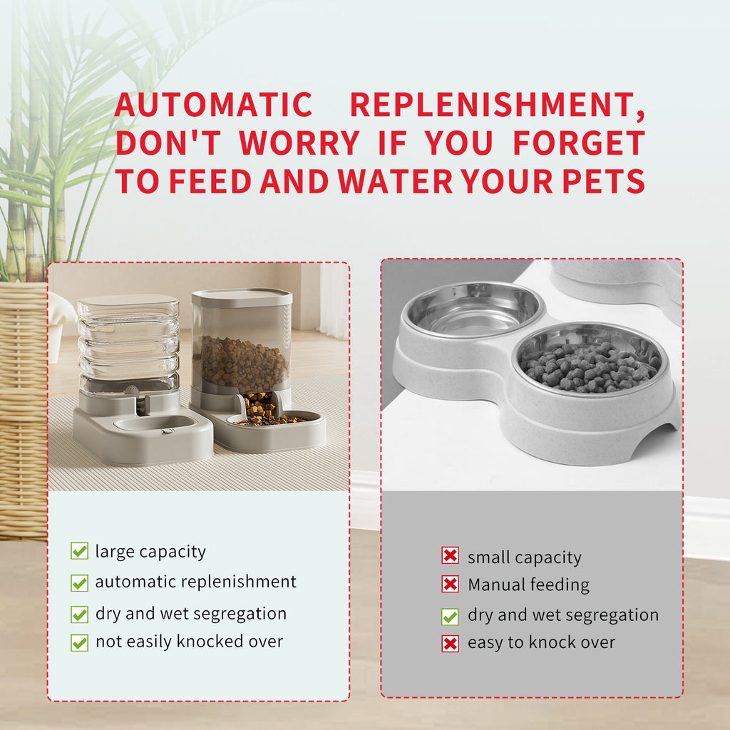 Separable Pet Food And Water Dispenser - Large Capacity Automatic Replenishment, Worry Free For Short-term Outdoor Meals