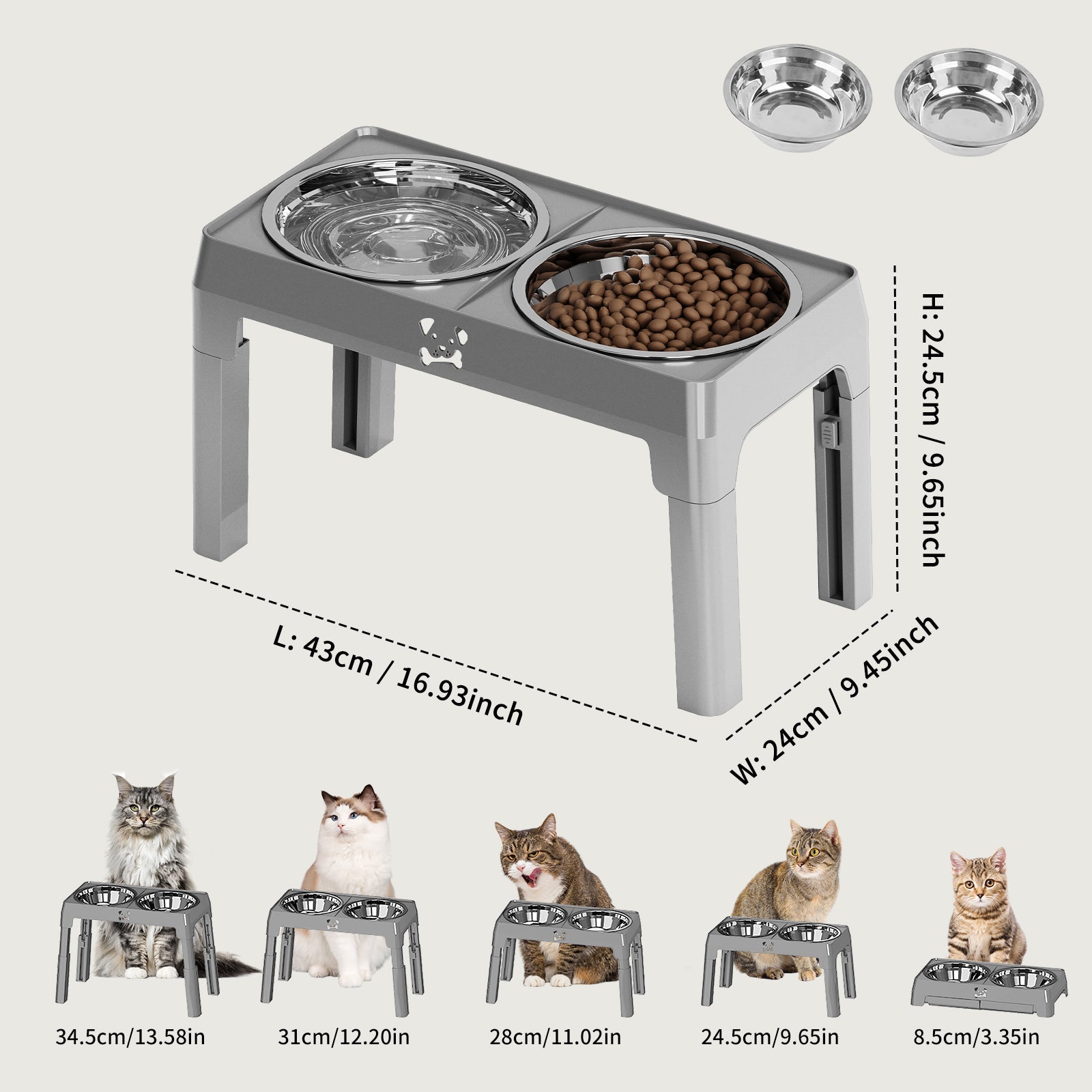 Height Adjustable Stainless Steel Buttons For Dogs and cats