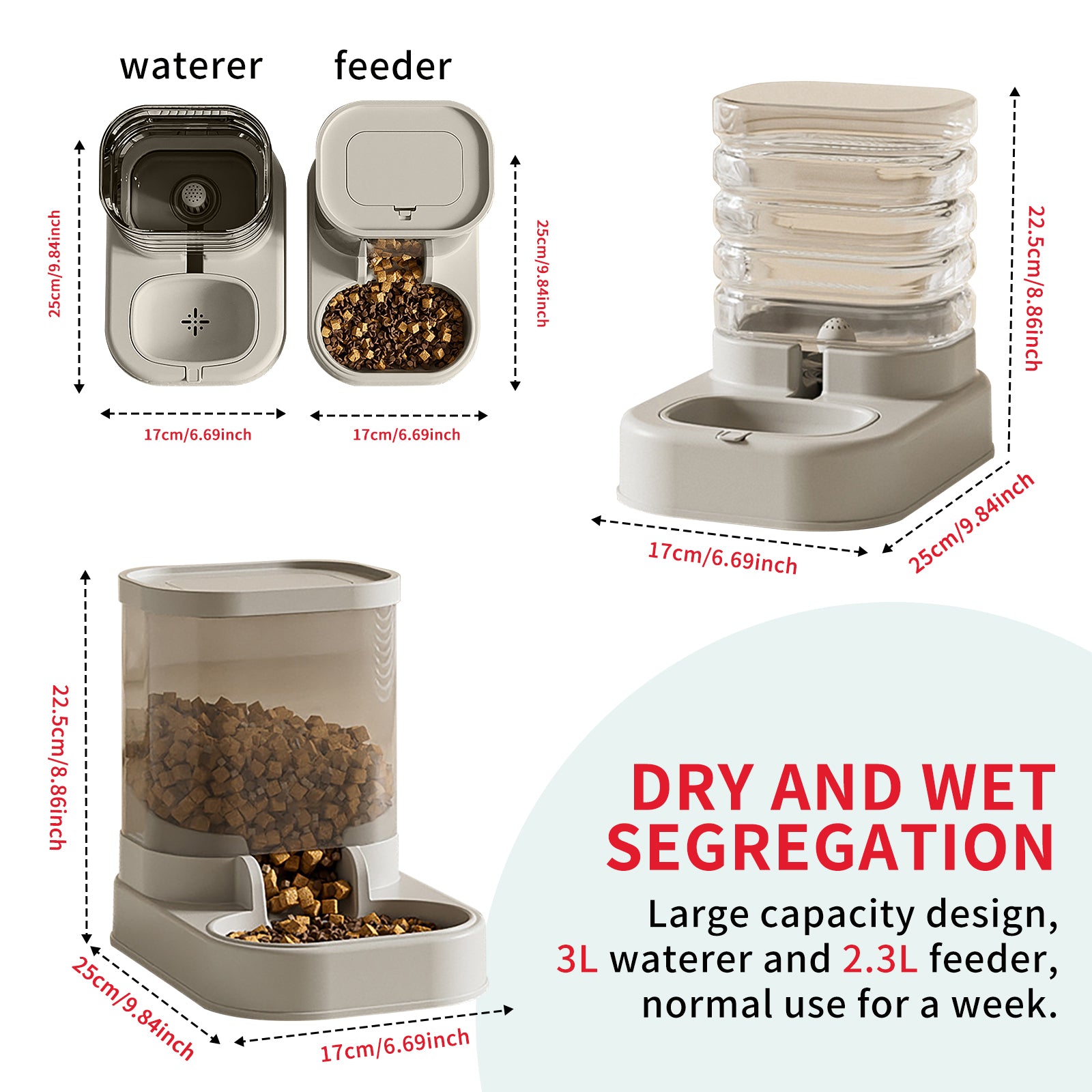 Separable Pet Food And Water Dispenser - Large Capacity Automatic Replenishment, Worry Free For Short-term Outdoor Meals
