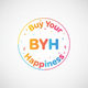 B Y H add these three letters with logo in the center of the image and give the text like Buy Your Happiness around the logo