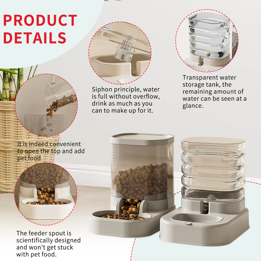 Separable Pet Food And Water Dispenser - Large Capacity Automatic Replenishment, Worry Free For Short-term Outdoor Meals