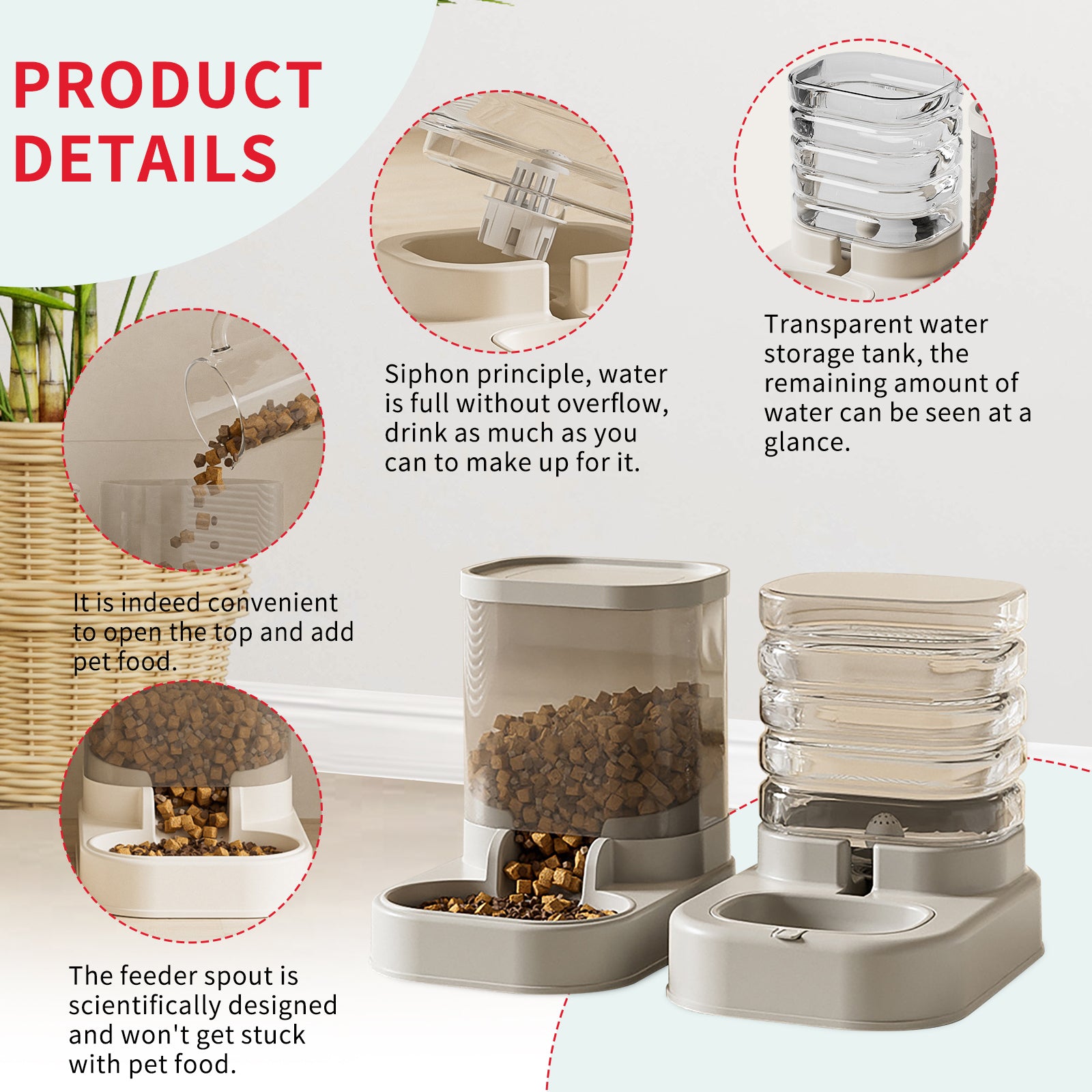 Separable Pet Food And Water Dispenser - Large Capacity Automatic Replenishment, Worry Free For Short-term Outdoor Meals