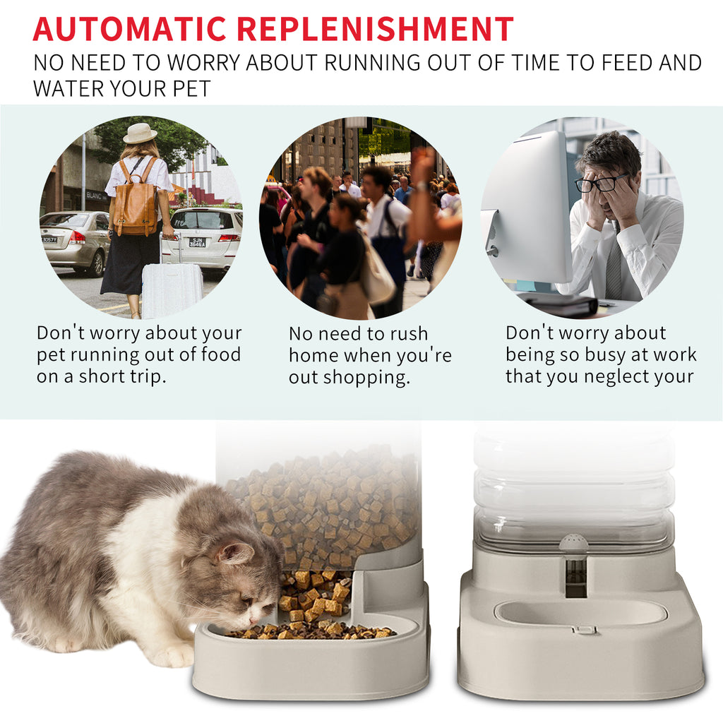 Separable Pet Food And Water Dispenser - Large Capacity Automatic Replenishment, Worry Free For Short-term Outdoor Meals